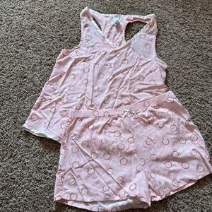 Women's PJ Couture Pink Pajama Shirt Set W Rings Sz Small